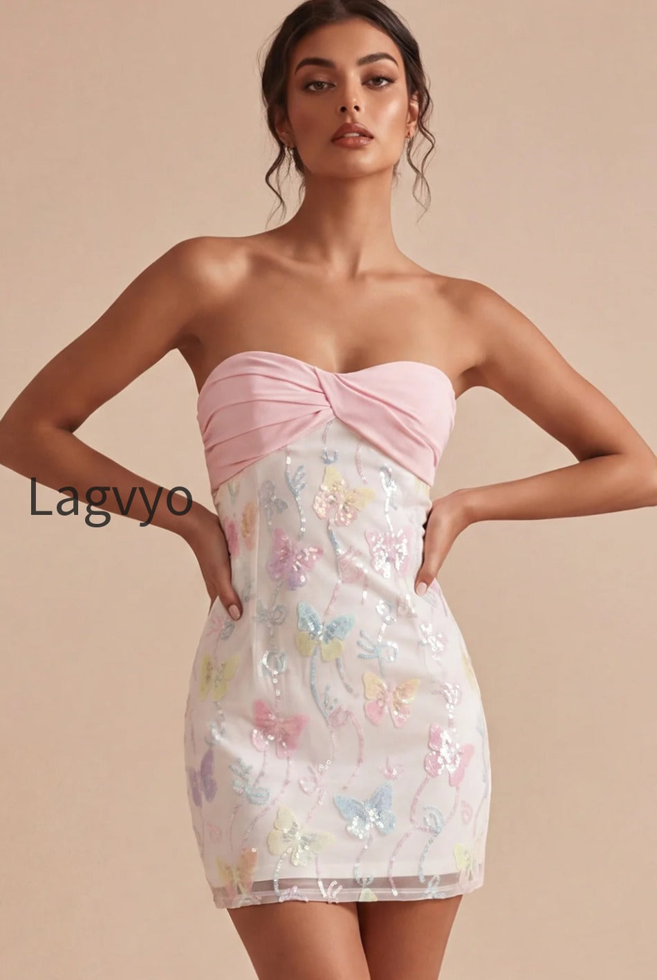 sparkly-pink-and-white-floral-tight-short-strapless-beaded-graduation-dress