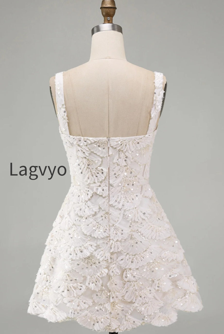 ivory-sparkly-sequin-floral-tight-short-a-line-homecoming-dress
