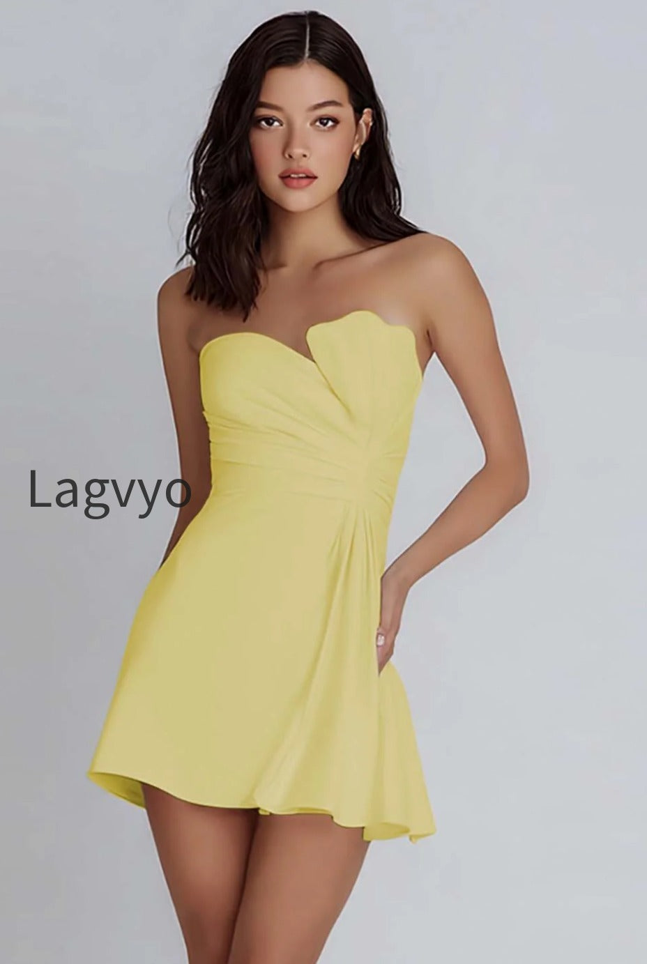 ivory-strapless-satin-ruched-short-a-line-graduation-dress