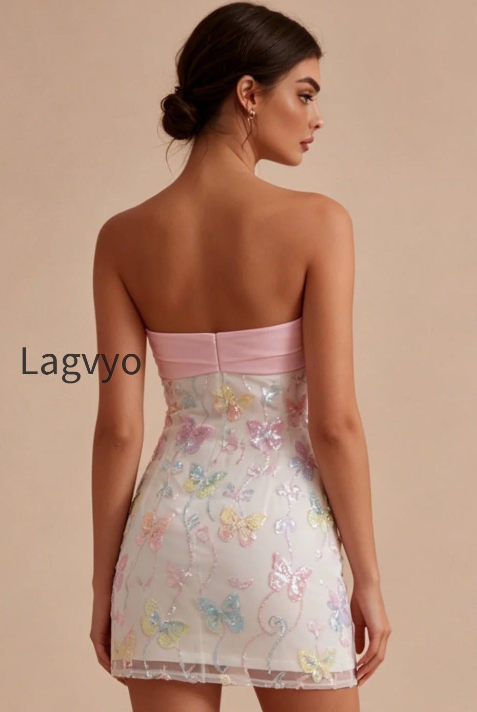 sparkly-pink-and-white-floral-tight-short-strapless-beaded-graduation-dress