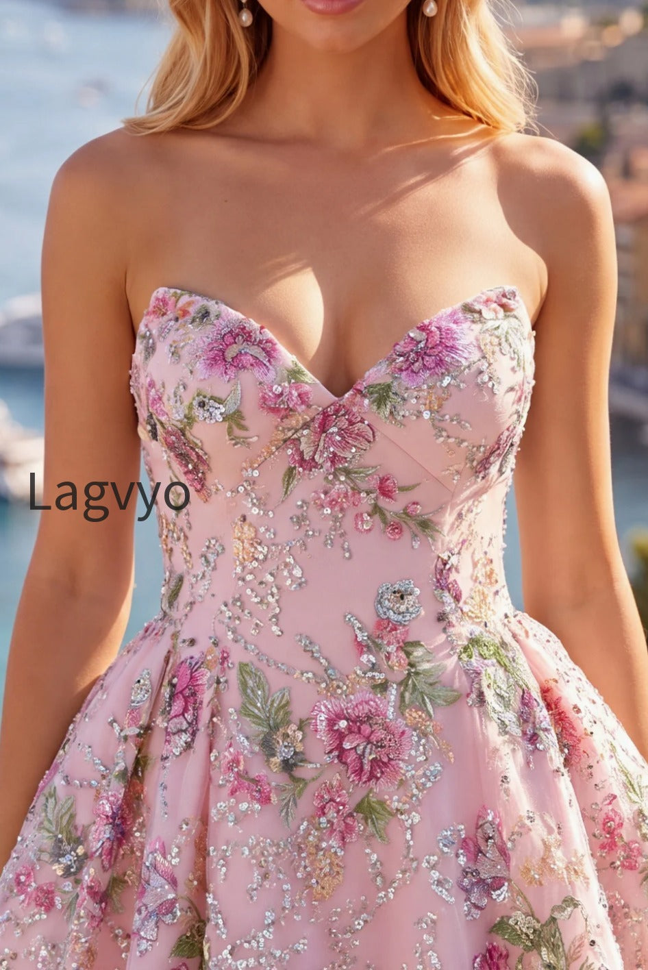 sparkly-pink-floral-beaded-a-line-short-strapless-homecoming-dress