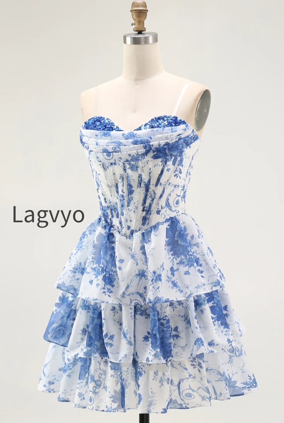 white-blue-floral-a-line-corset-short-homecoming-dress-with-ruffles