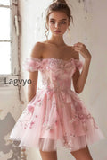 pink-floral-tulle-off-the-shoulder-ruffled-short-homecoming-dress