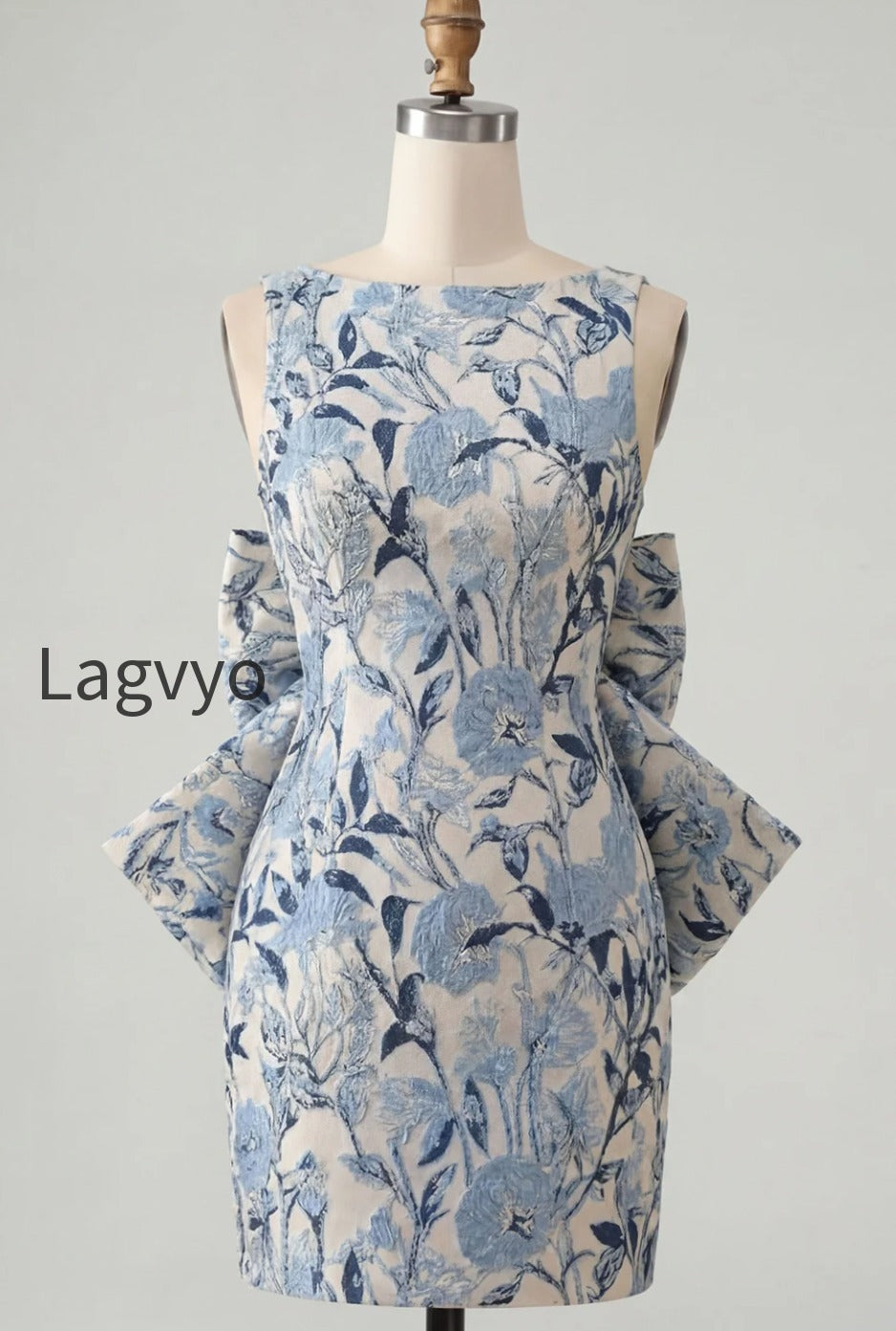 floral-pink-green-tight-boat-neck-short-homecoming-dress-with-bow