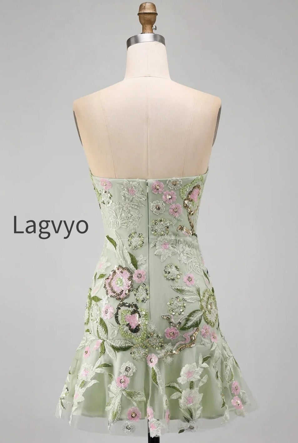 sage-green-floral-short-strapless-homecoming-dress-with-ruffles