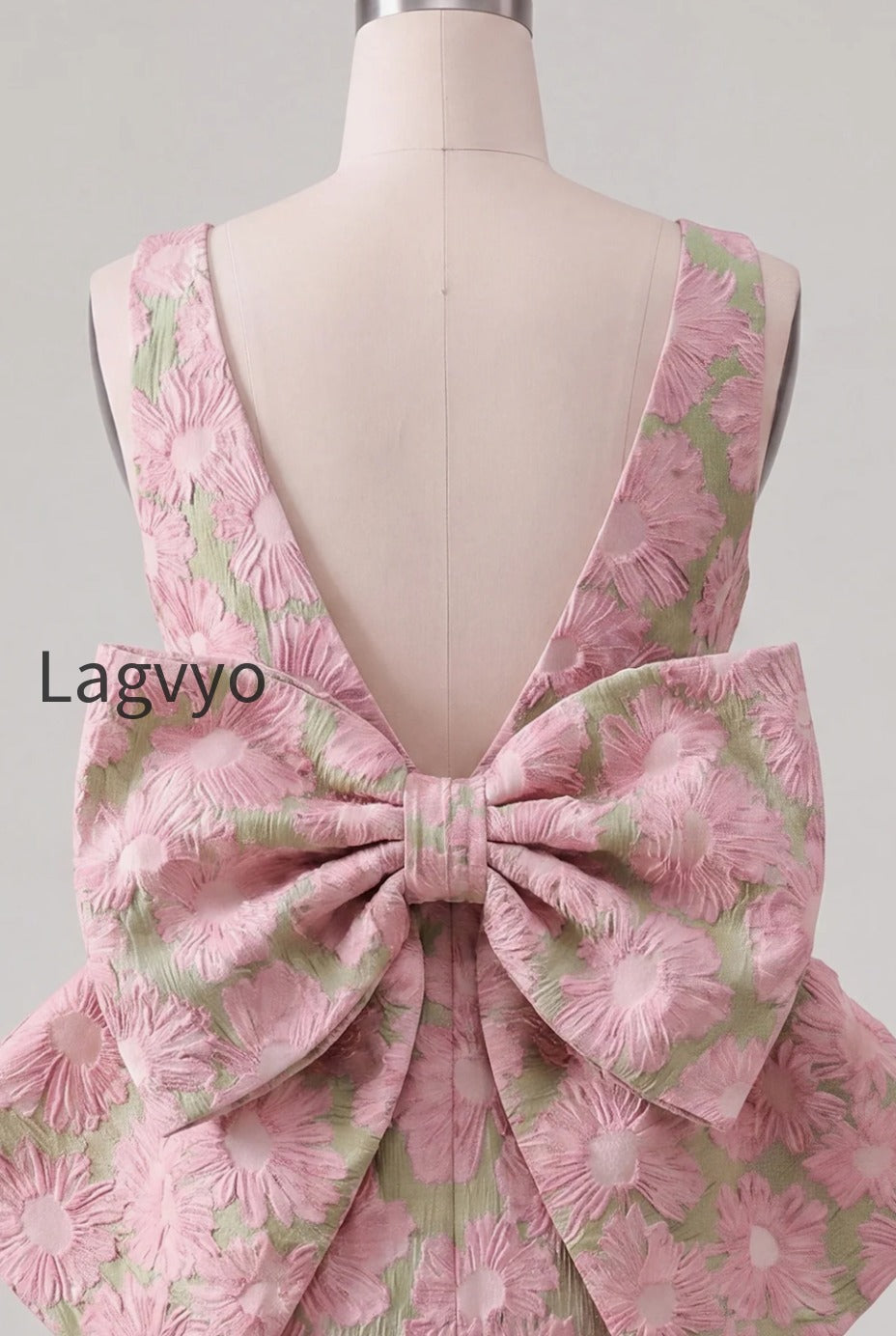 floral-pink-green-tight-boat-neck-short-homecoming-dress-with-bow