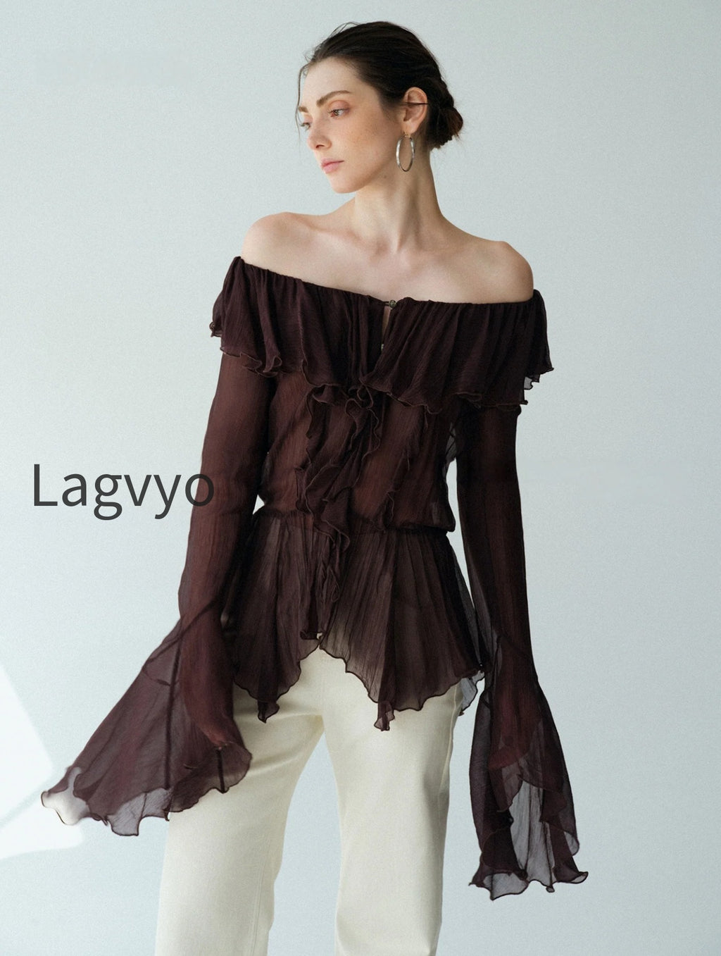 luxury-cupro-blend-ruffle-v-neck-blouse-draped-bell-sleeve-romantic-top