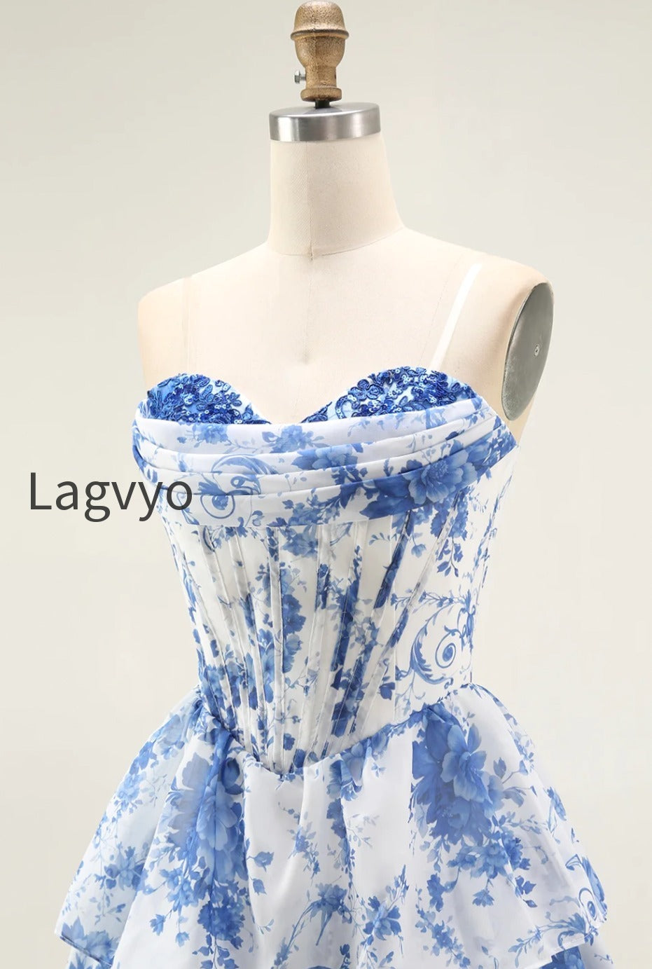 white-blue-floral-a-line-corset-short-homecoming-dress-with-ruffles