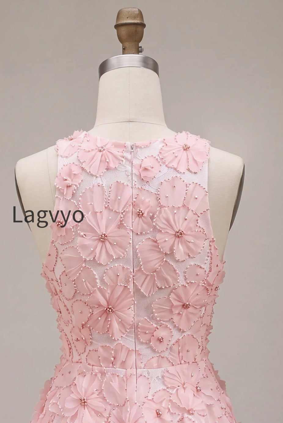 pink-floral-a-line-beaded-round-neck-short-homecoming-dress