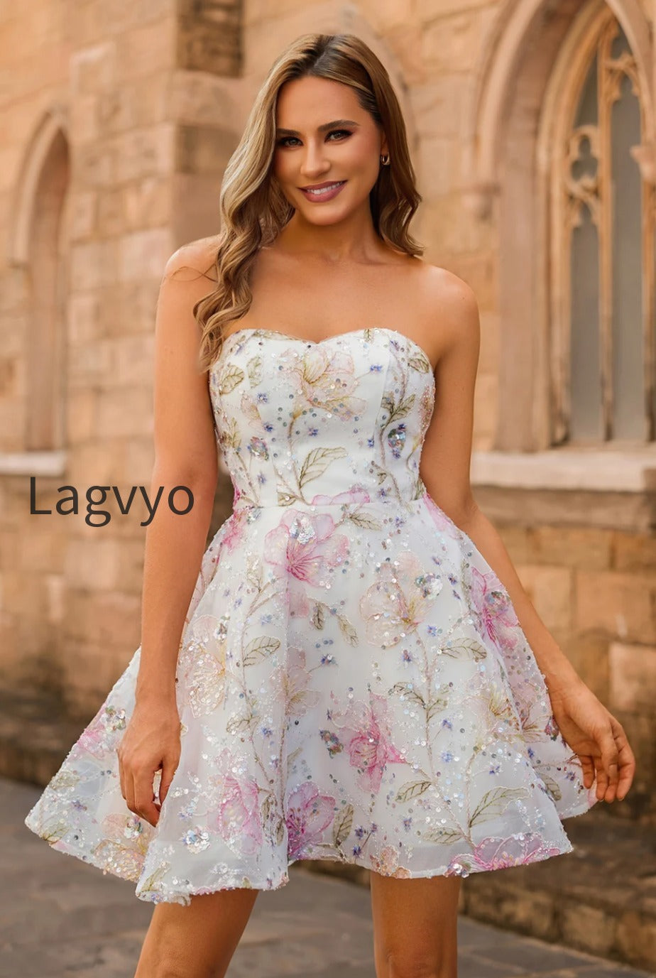 sparkly-pink-floral-short-a-line-homecoming-dress