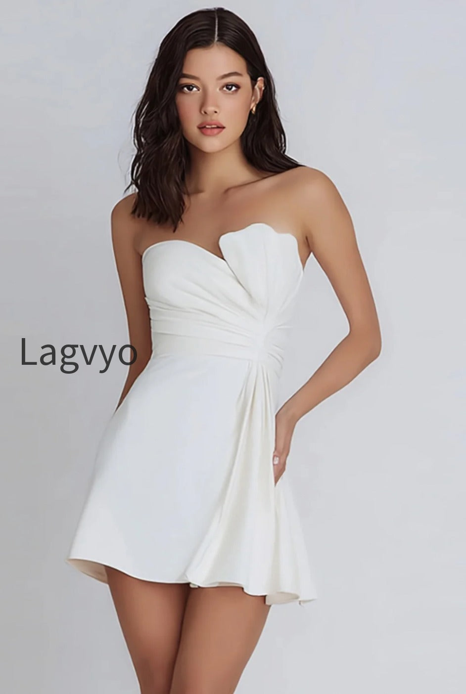 ivory-strapless-satin-ruched-short-a-line-graduation-dress