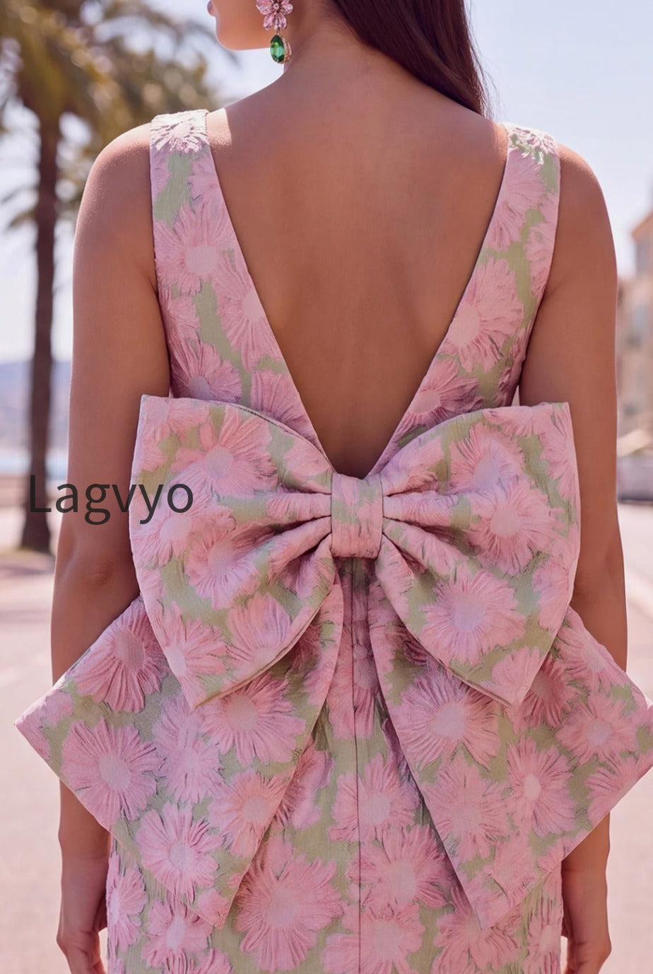 floral-pink-green-tight-boat-neck-short-homecoming-dress-with-bow
