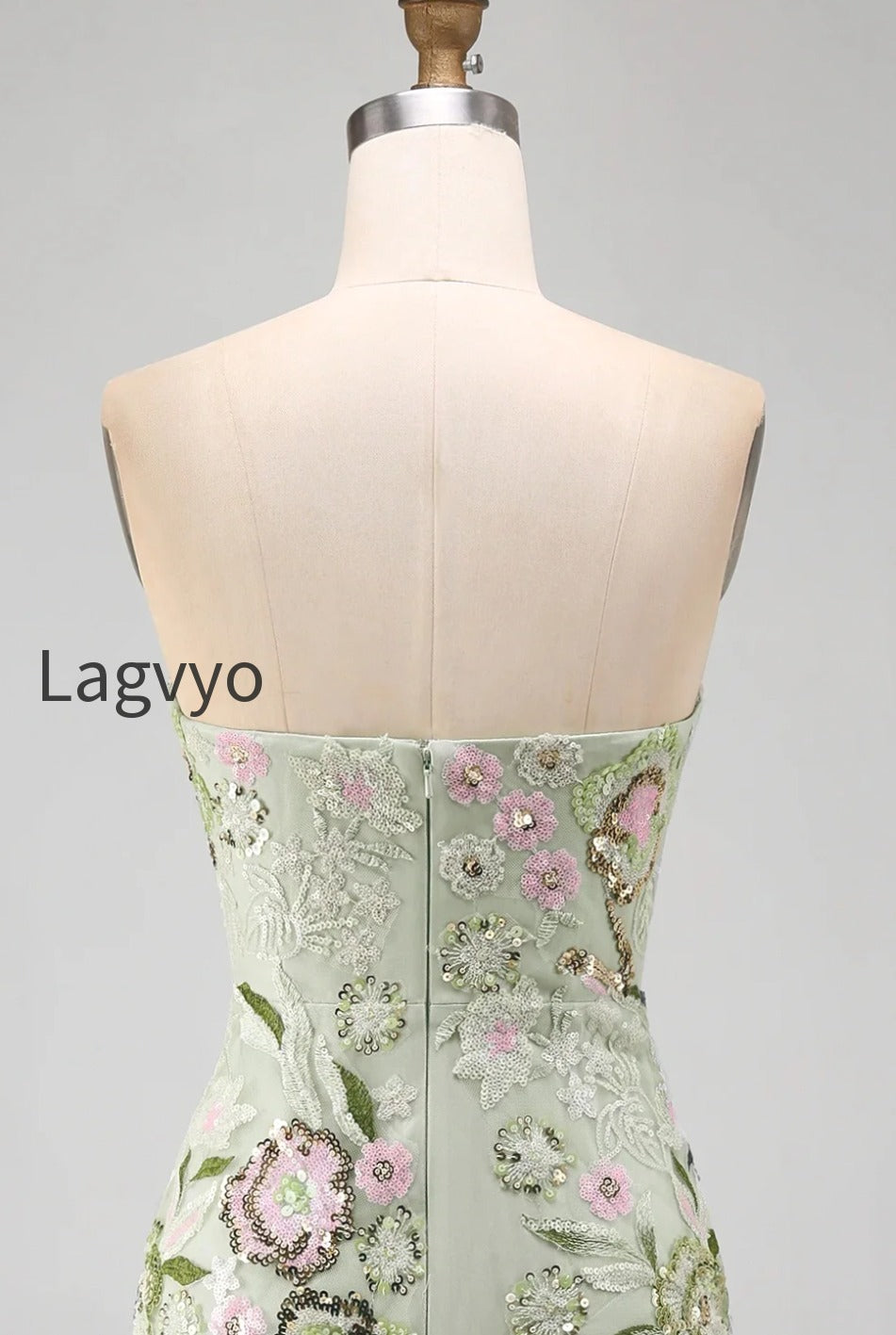 sage-green-floral-short-strapless-homecoming-dress-with-ruffles