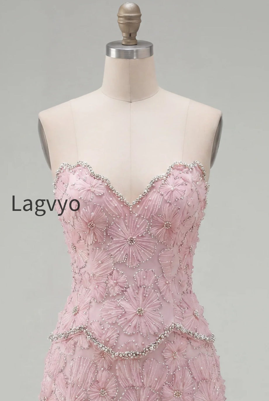 sparkly-pink-floral-tight-short-strapless-homecoming-dress-with-pearls