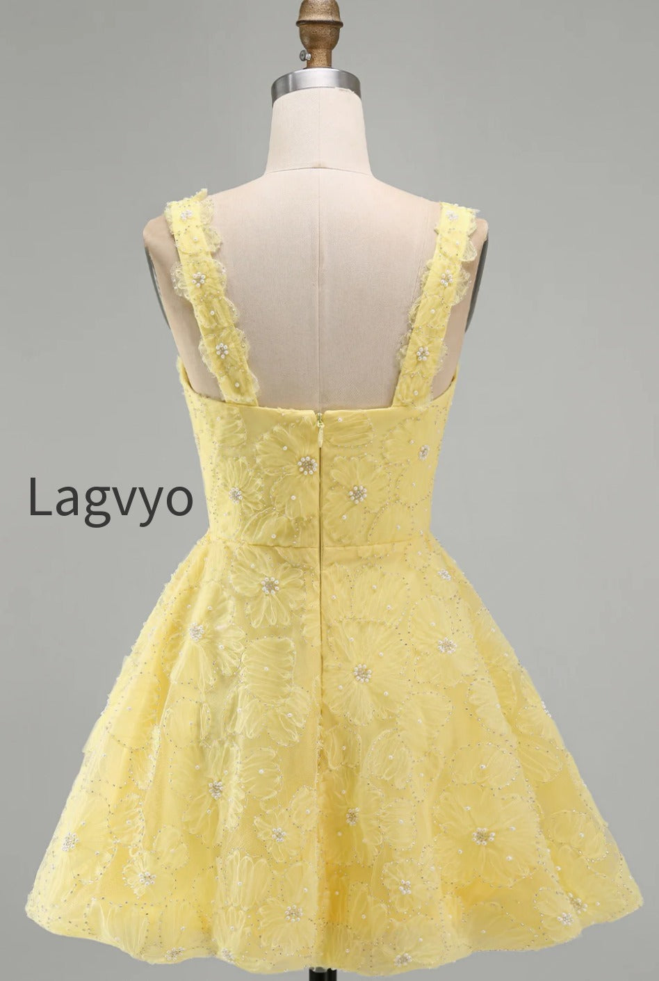 light-yellow-floral-a-line-beaded-bubble-short-homecoming-dress