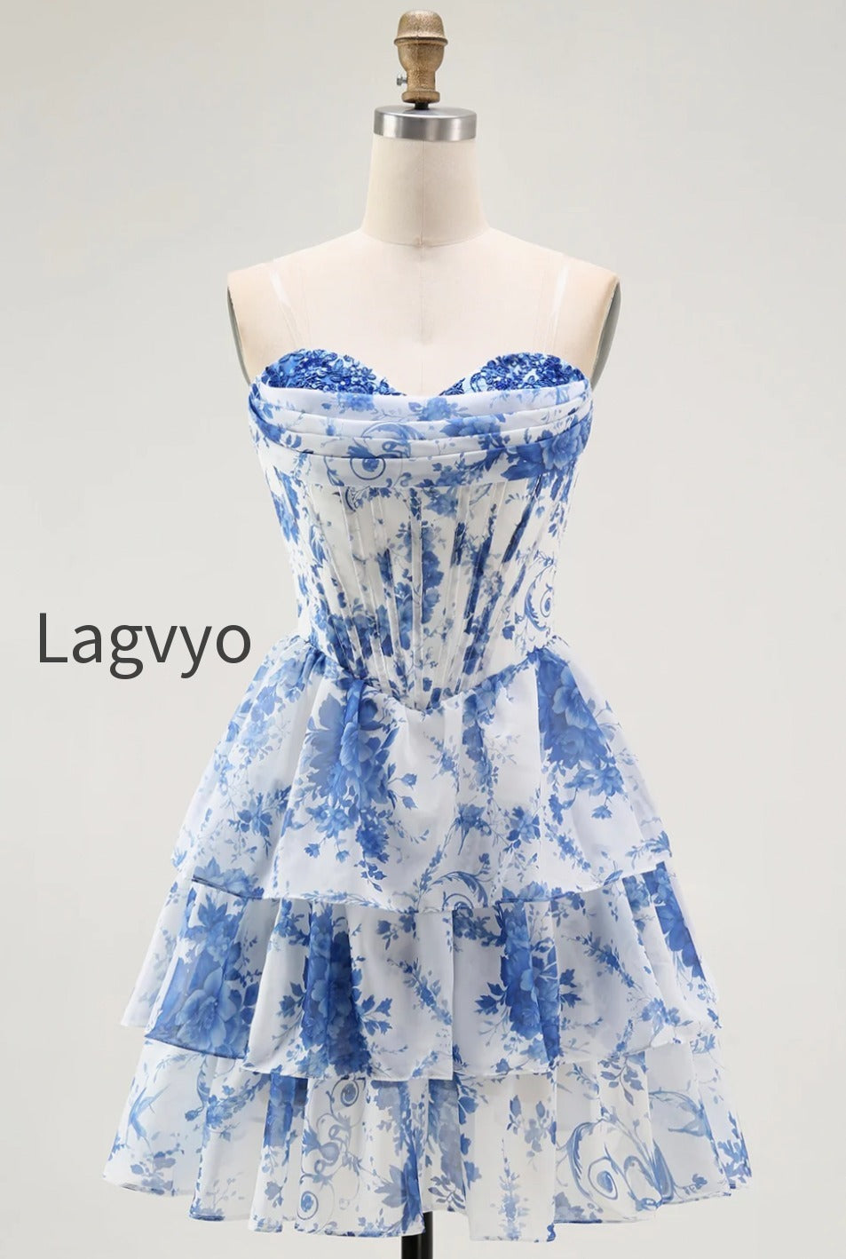 white-blue-floral-a-line-corset-short-homecoming-dress-with-ruffles