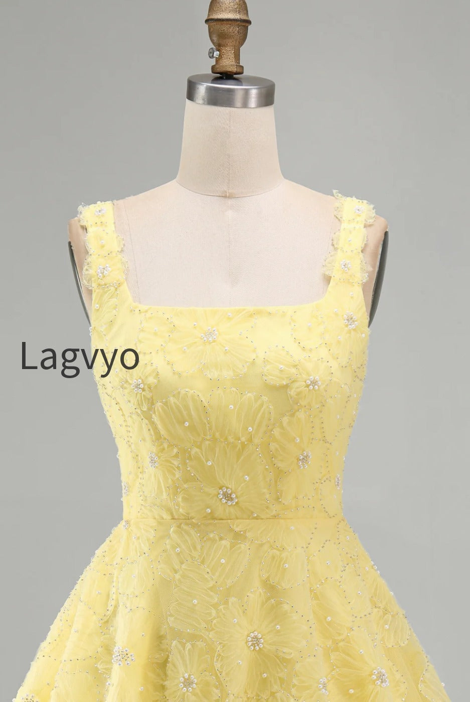 light-yellow-floral-a-line-beaded-bubble-short-homecoming-dress