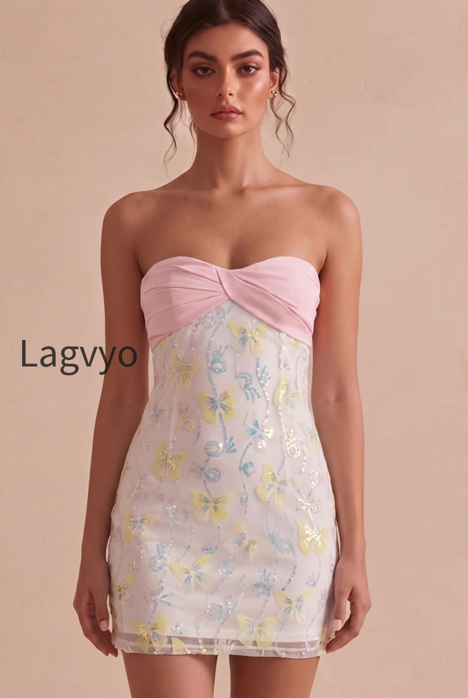 sparkly-pink-and-white-floral-tight-short-strapless-beaded-graduation-dress
