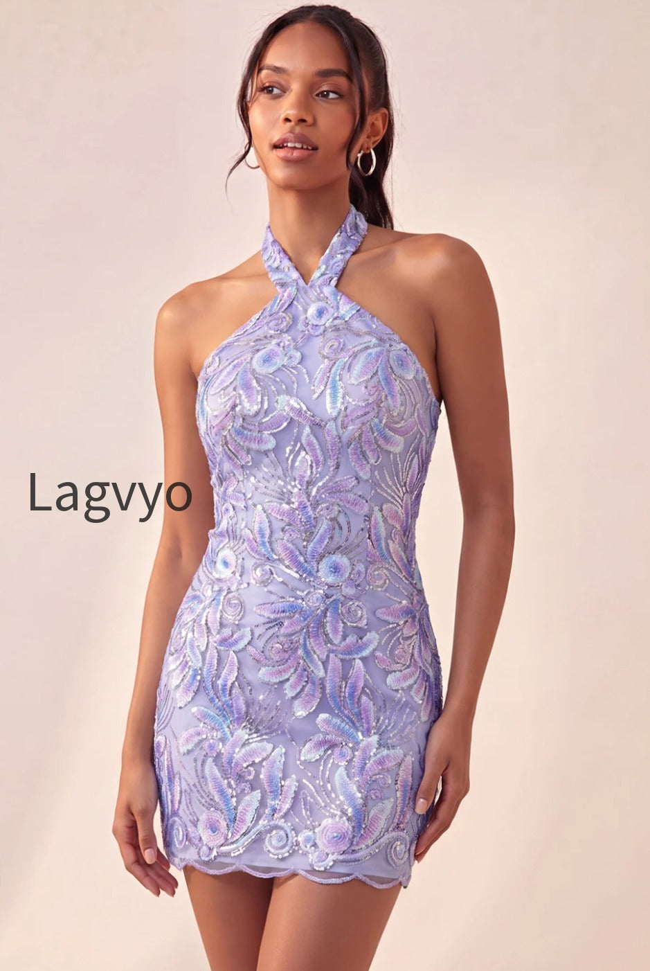 sparkly-pink-floral-halter-sequin-tight-short-homecoming-dress