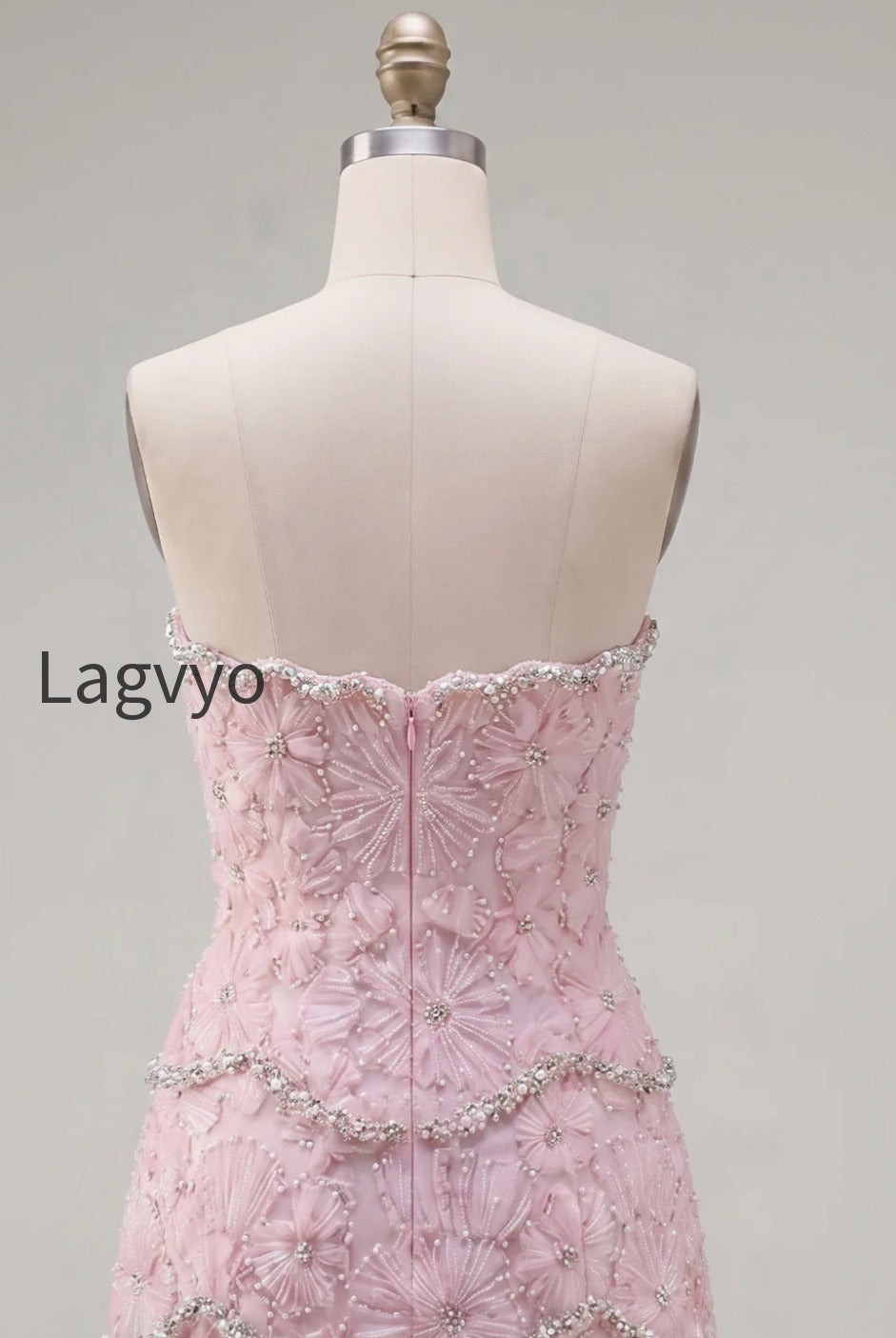 sparkly-pink-floral-tight-short-strapless-homecoming-dress-with-pearls