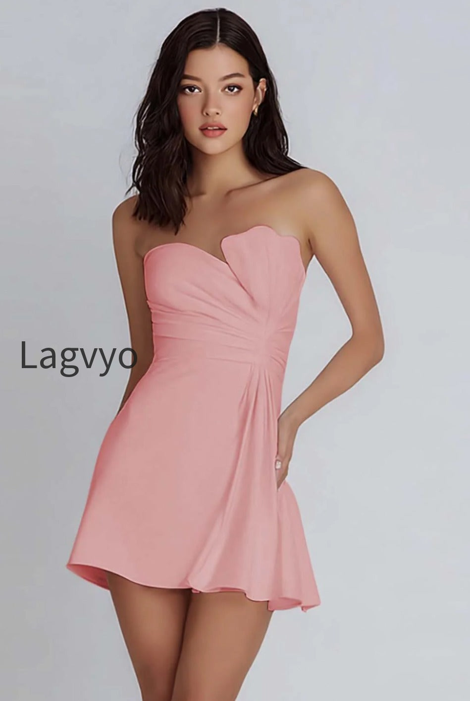 ivory-strapless-satin-ruched-short-a-line-graduation-dress