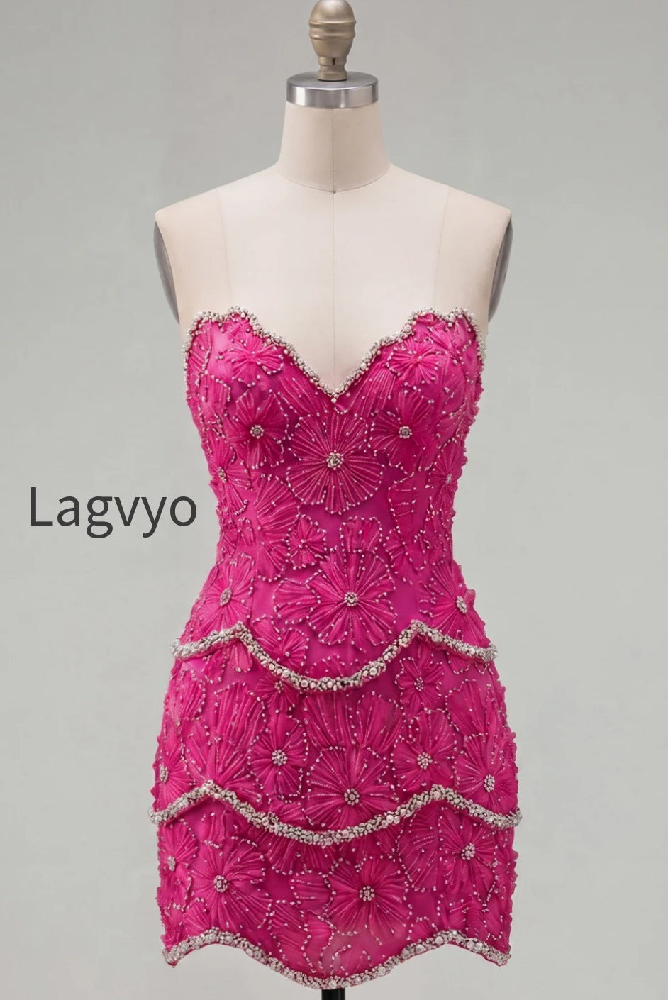 sparkly-pink-floral-tight-short-strapless-homecoming-dress-with-pearls