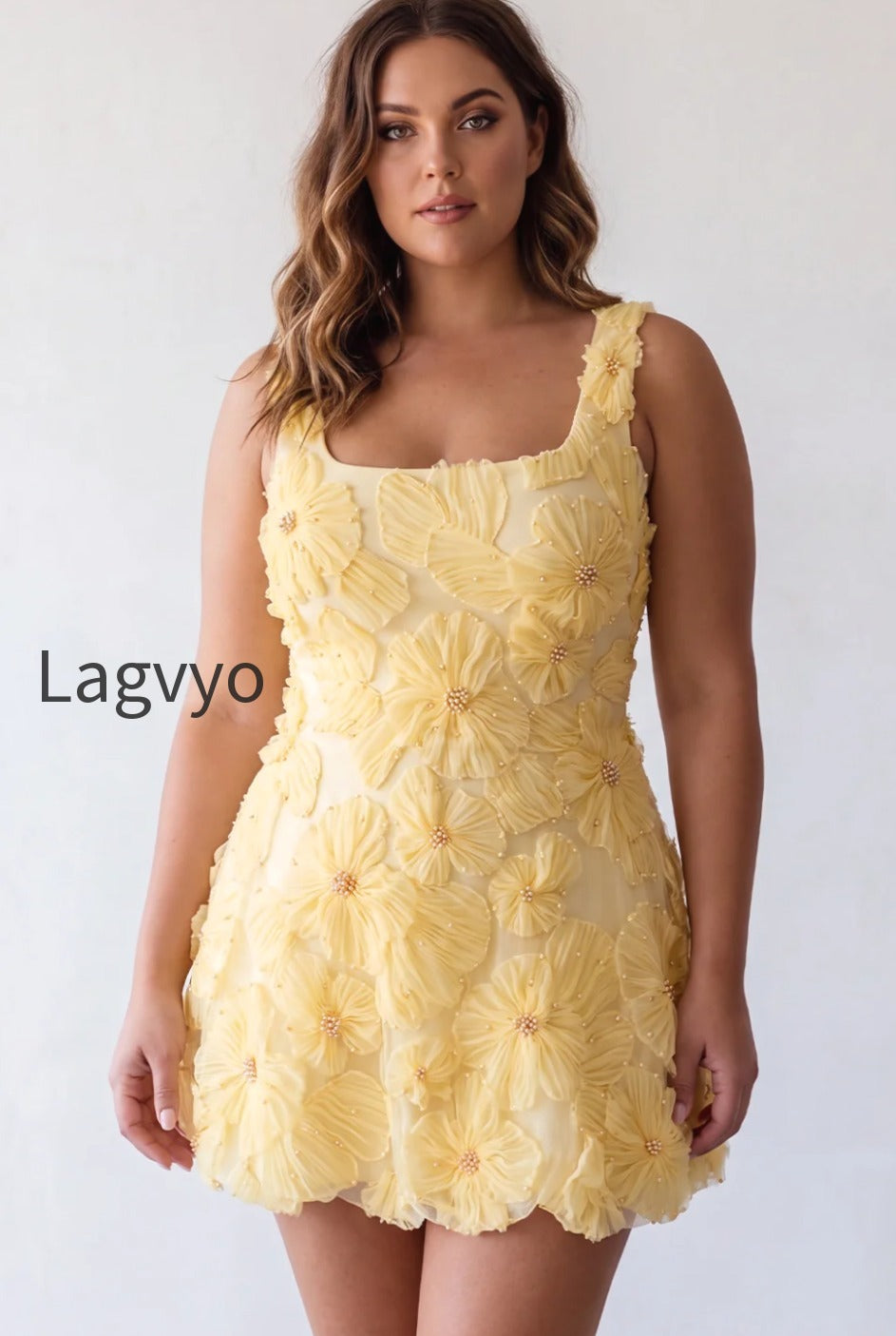 light-yellow-floral-a-line-beaded-bubble-short-homecoming-dress
