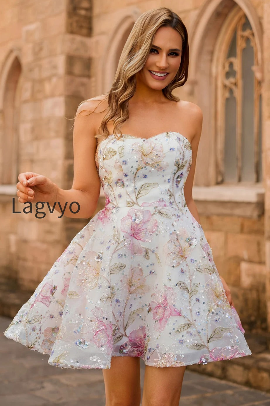 sparkly-pink-floral-short-a-line-homecoming-dress