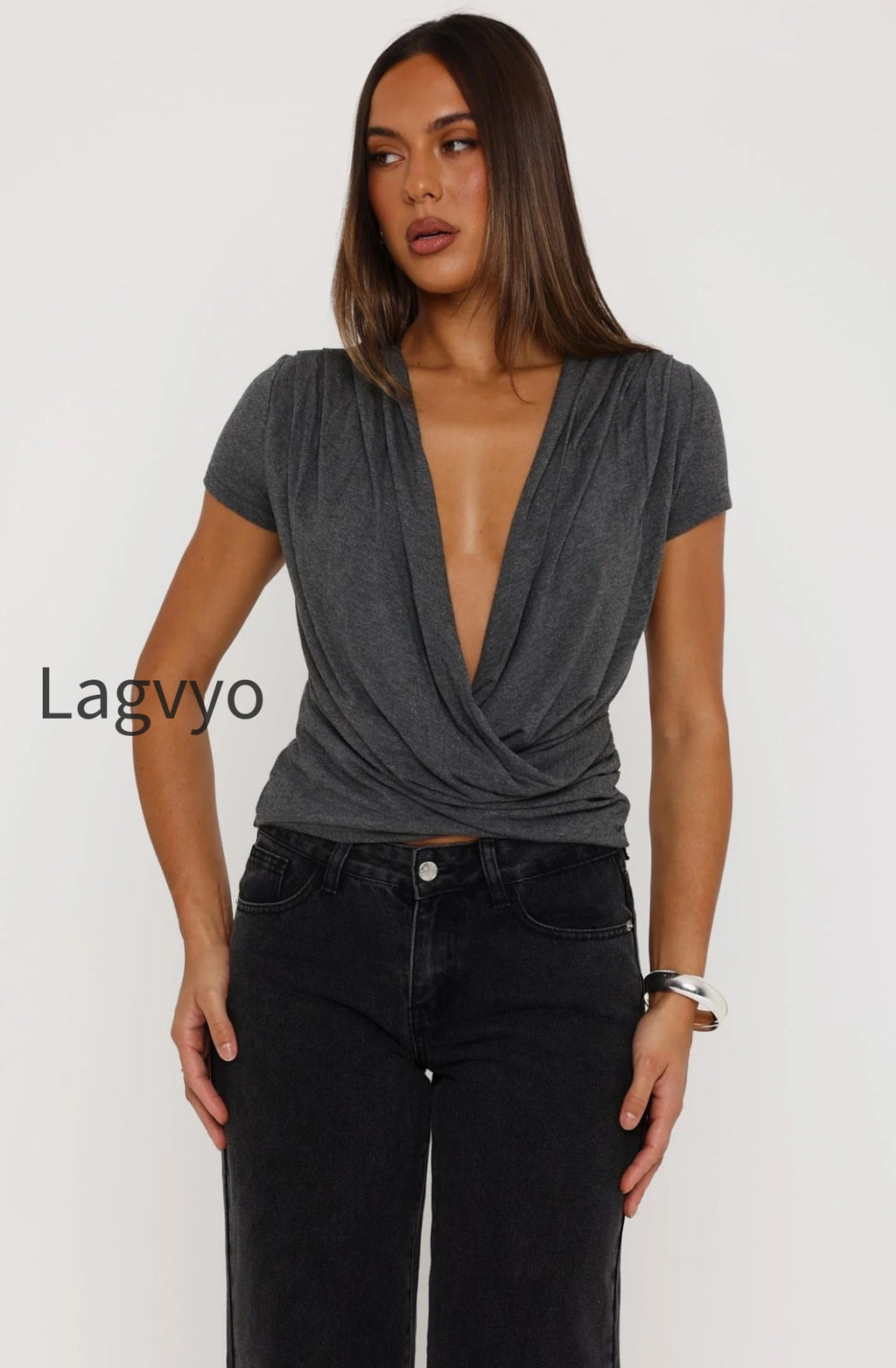 almost-told-you-short-sleeve-cowl-neck-top-charcoal-marle-37964585