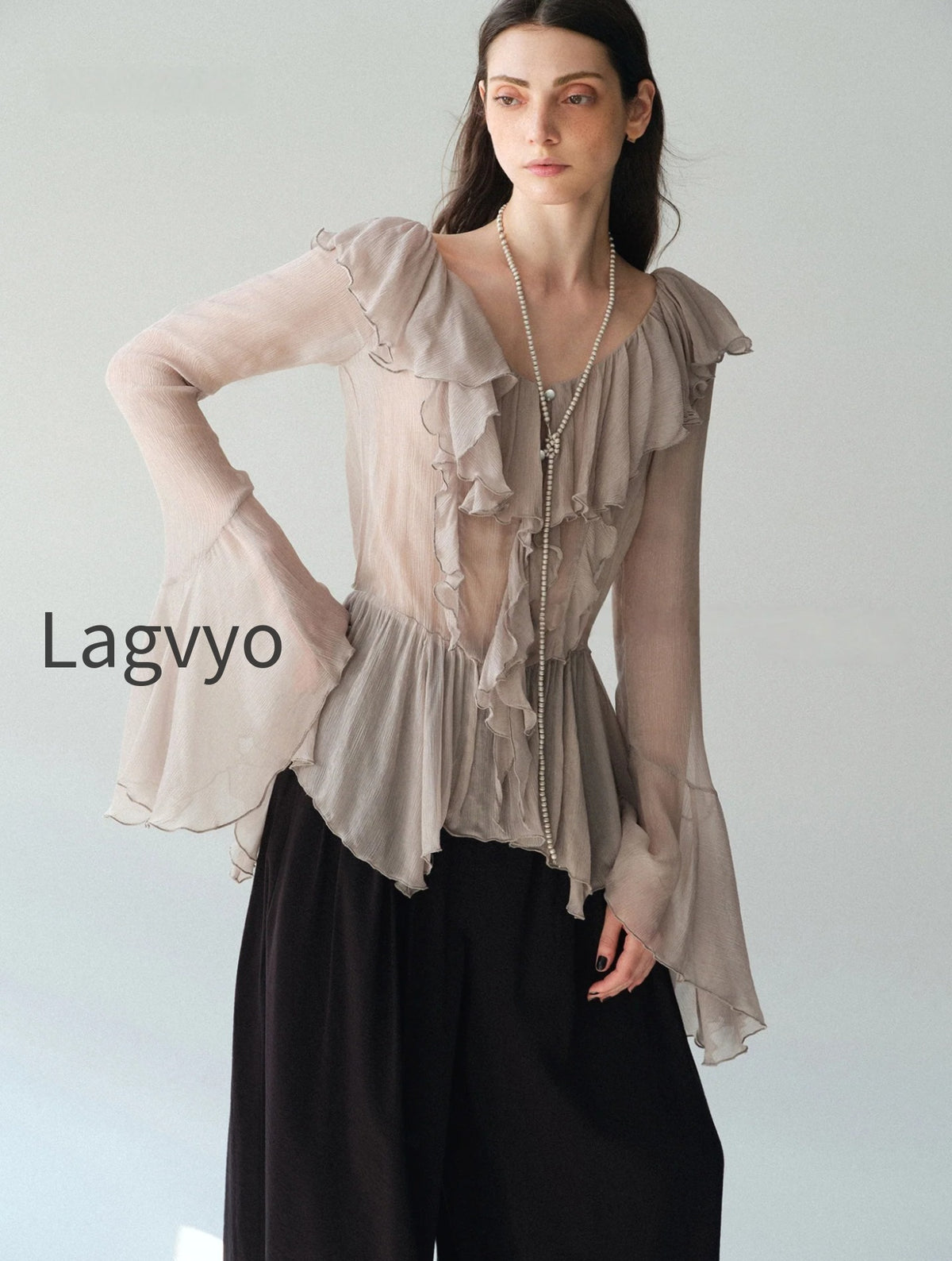 luxury-cupro-blend-ruffle-v-neck-blouse-draped-bell-sleeve-romantic-top