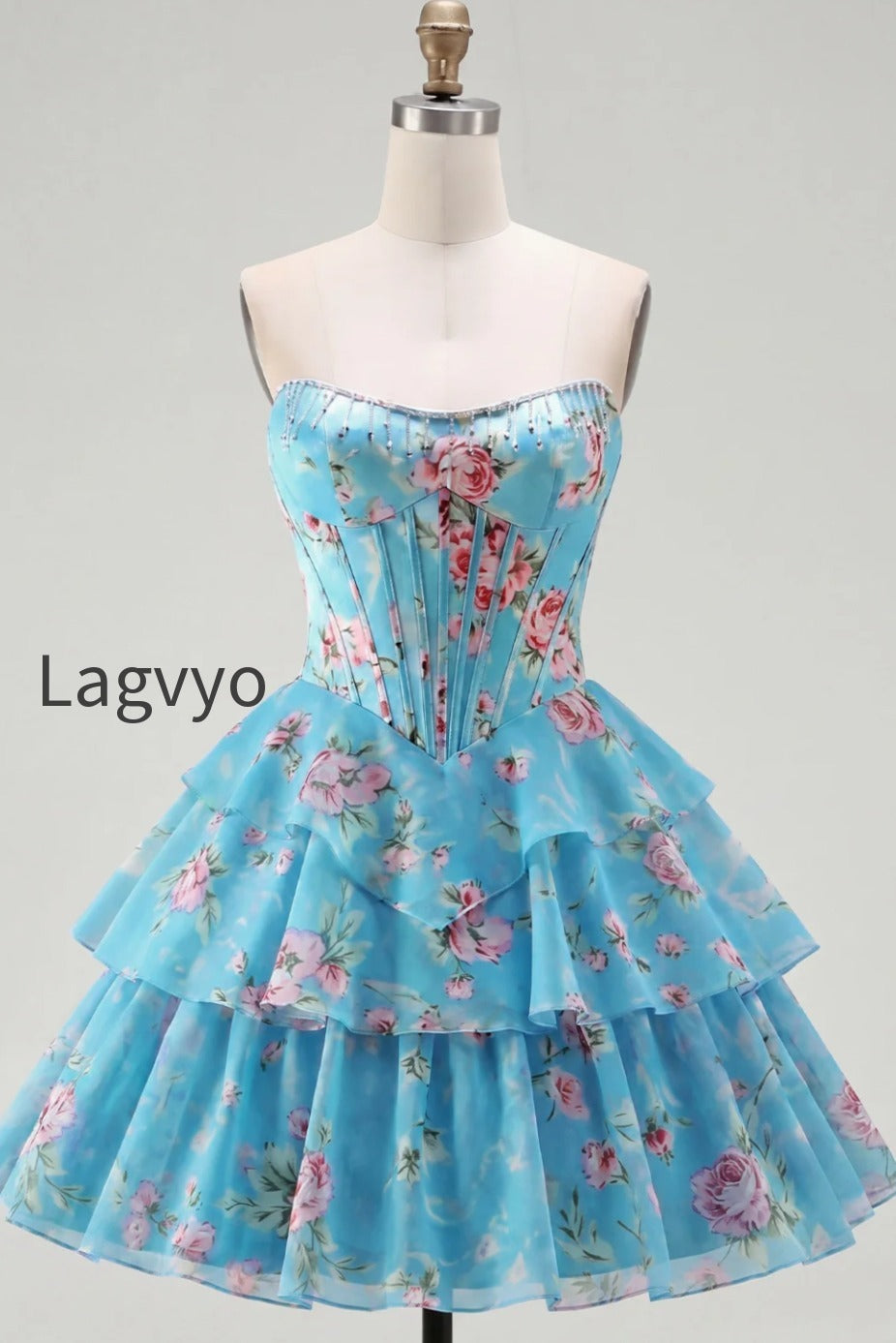 yellow-a-line-floral-corset-short-fringed-strapless-homecoming-dress-with-ruffles