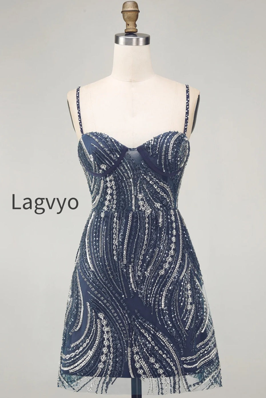 beaded-thick-straps-sparkly-navy-short-cocktail-dress