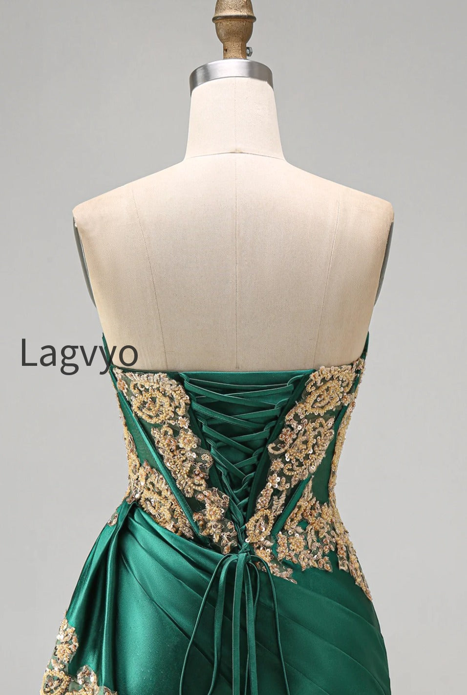 strapless-corset-ruched-short-sparkly-dark-green-appliqued-homecoming-dress-with-ruffles