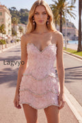 sparkly-pink-floral-tight-short-strapless-homecoming-dress-with-pearls