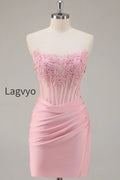 pink-strapless-bodycon-corset-short-homecoming-dress-with-lace