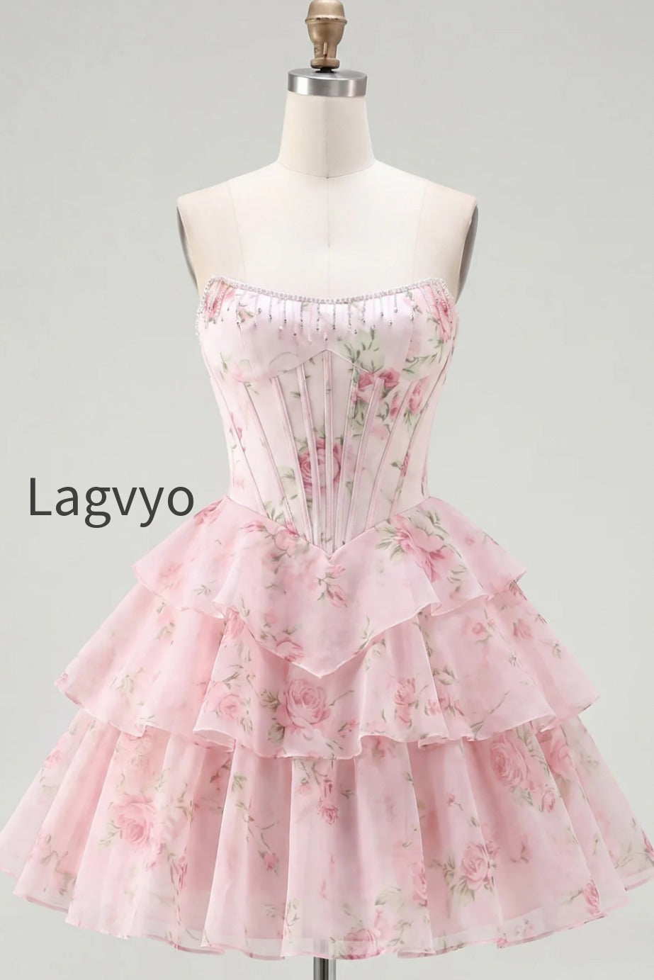 yellow-a-line-floral-corset-short-fringed-strapless-homecoming-dress-with-ruffles