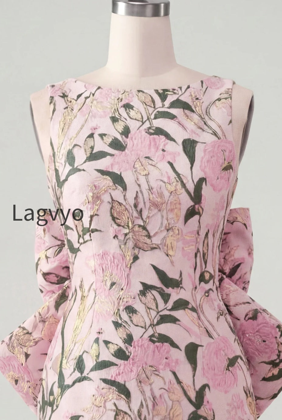 floral-pink-green-tight-boat-neck-short-homecoming-dress-with-bow