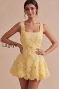 light-yellow-floral-a-line-beaded-bubble-short-homecoming-dress
