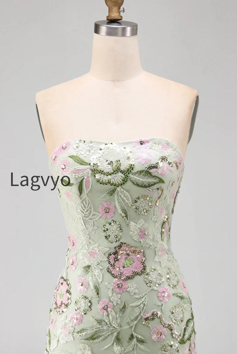 sage-green-floral-short-strapless-homecoming-dress-with-ruffles